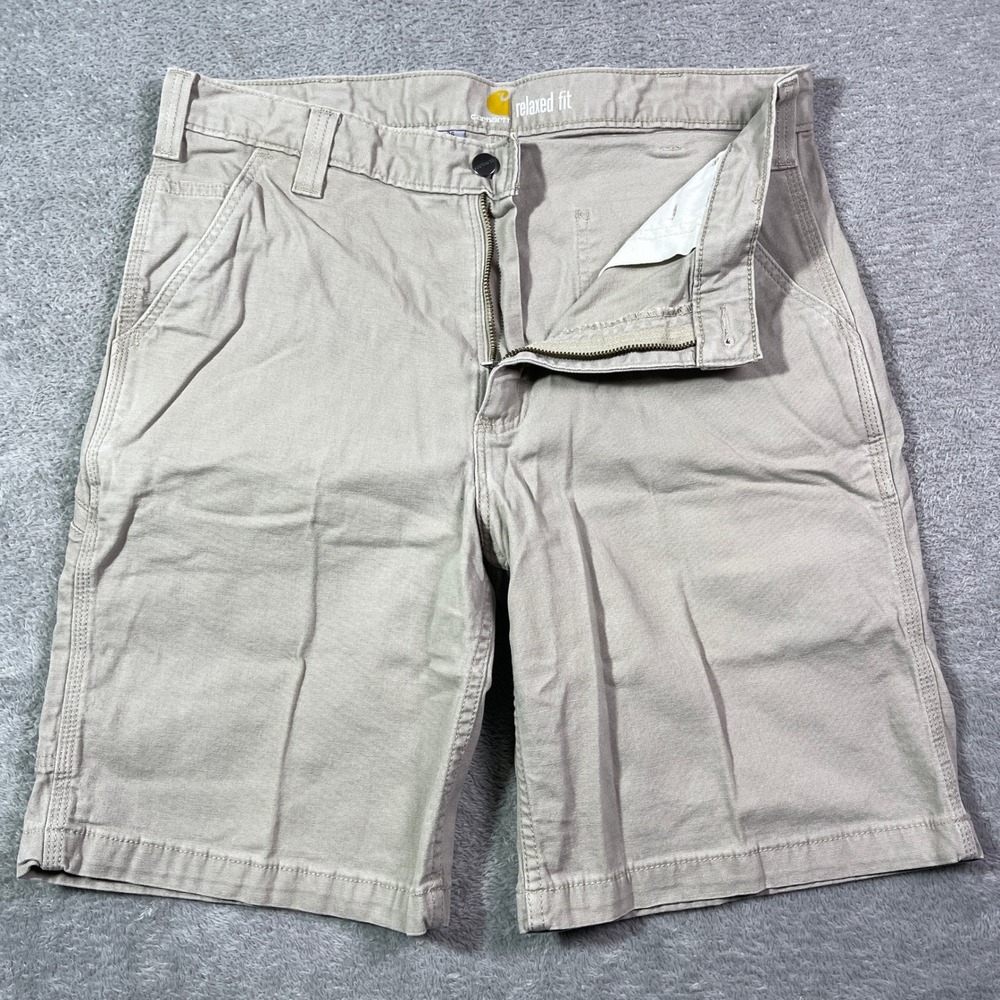 Carhartt‎ Relaxed Fit Canvas Work Shorts Men's Size 36 Beige Carpenter Utility